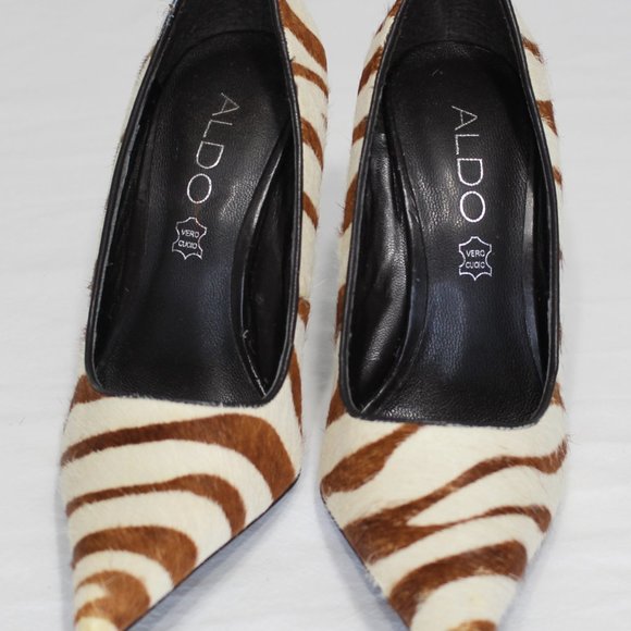 Aldo Ariane Brown & Cream Zebra Print Stilettos Size 35 Euro - Picture 6 of 11